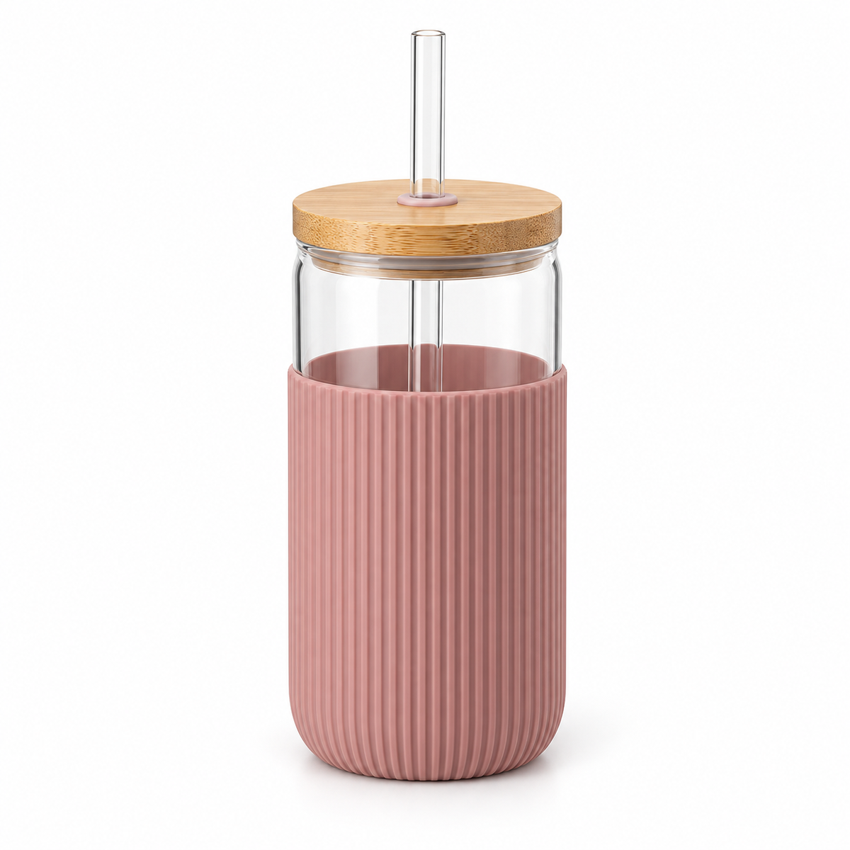 Rose Ribbed Glass Cold Brew Cup