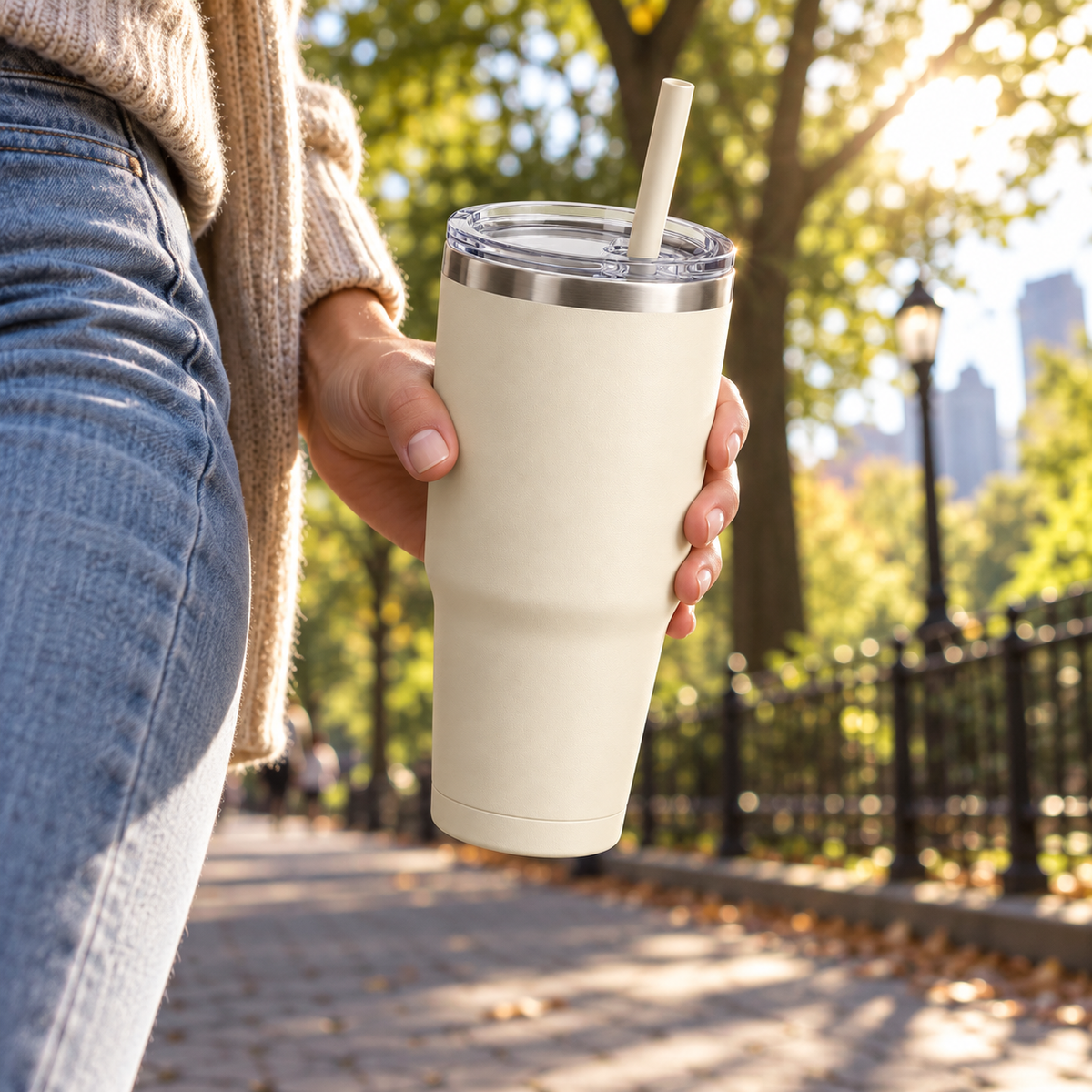 Cream 20 oz Insulated Travel Tumbler