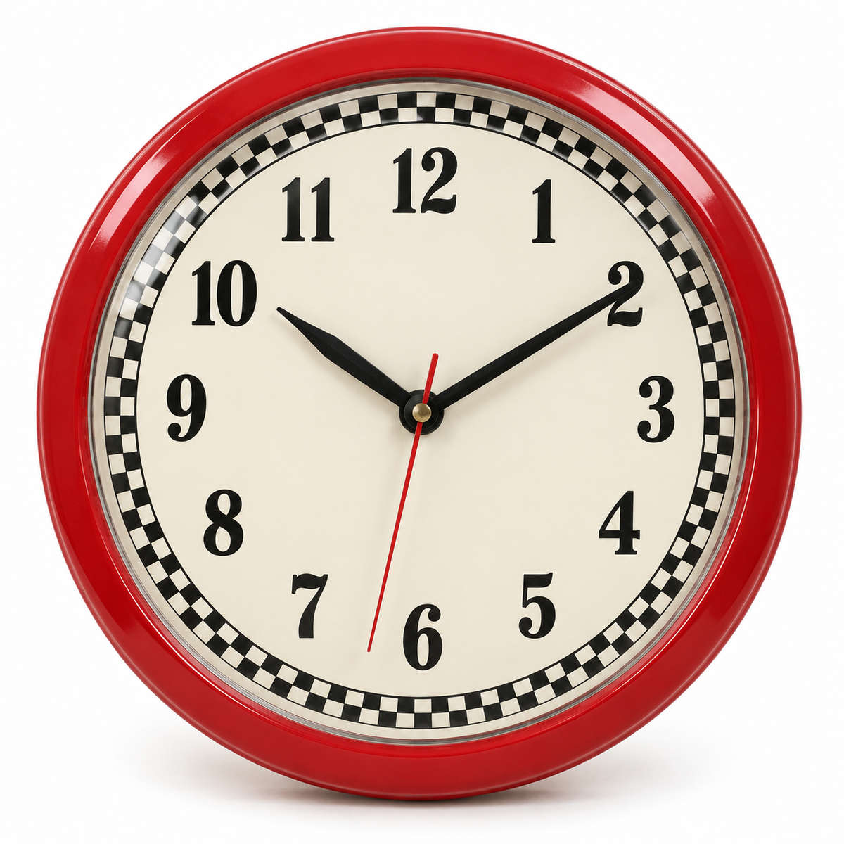 Retro Red Checkerboard Wall Clock