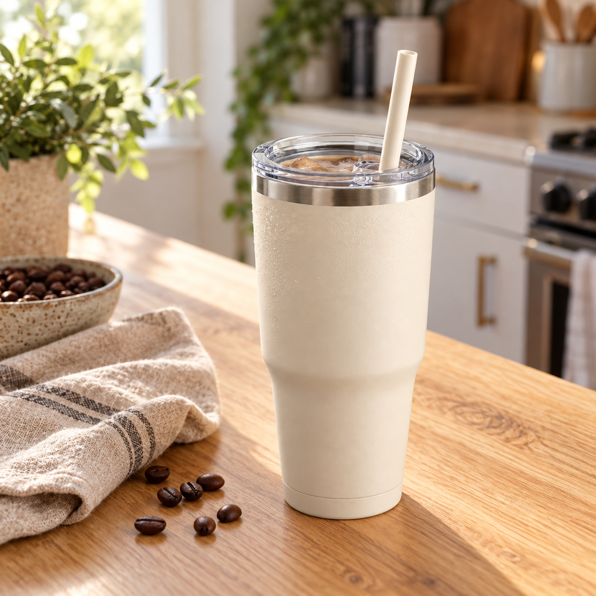 Cream 20 oz Insulated Travel Tumbler